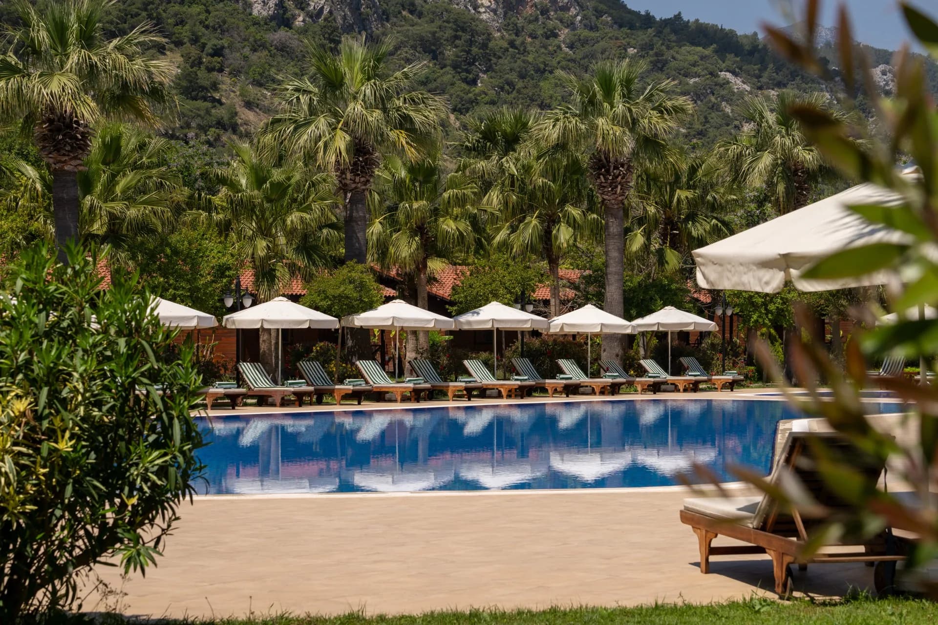 Odile Hotel from above, gardens and pools meeting the Mediterranean in Çıralı